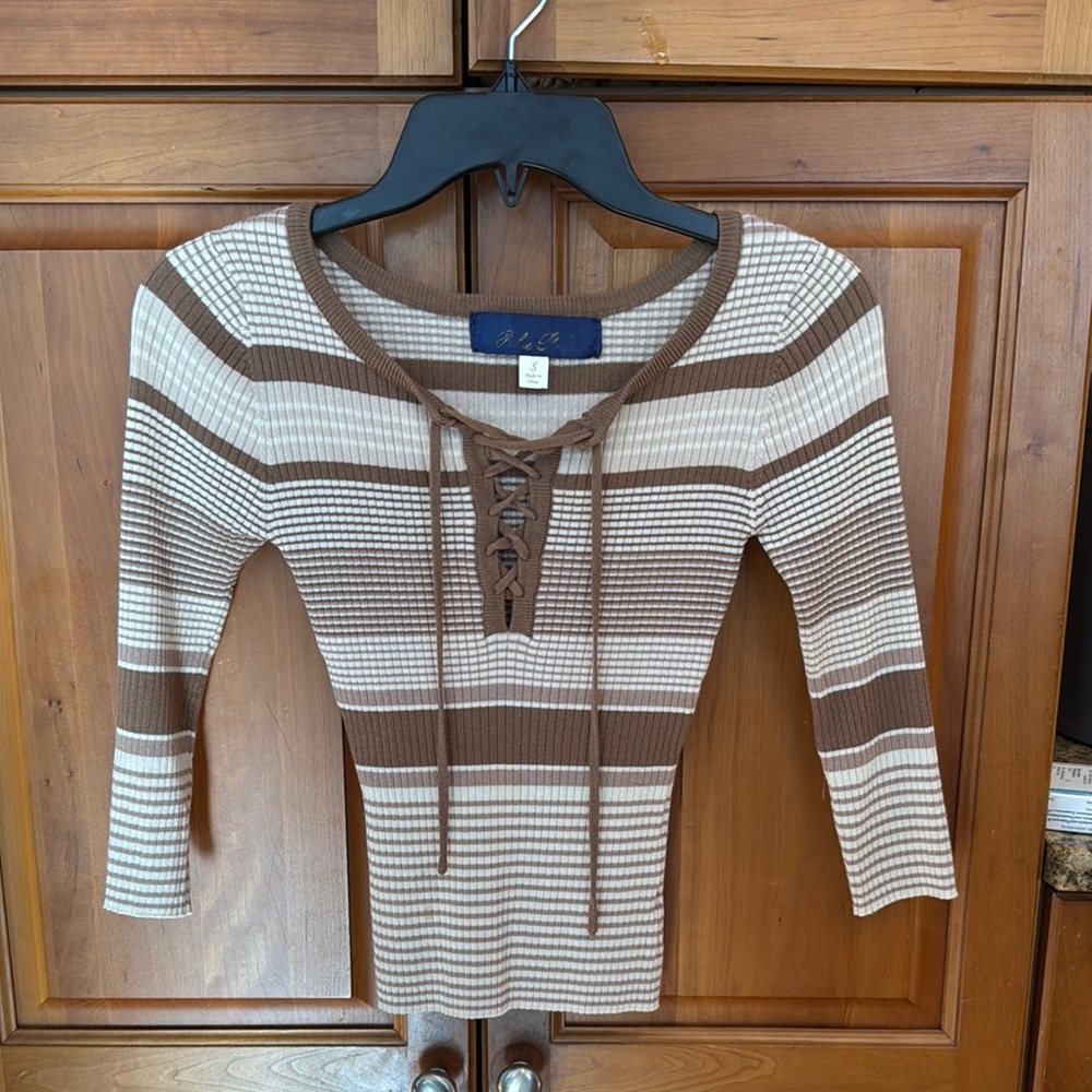 Striped Brown and Cream Top